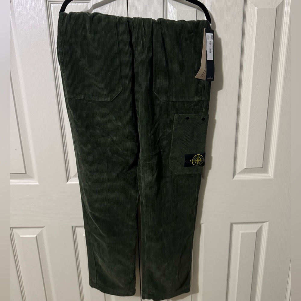 Stone Island Men's Green Corduroy Pants